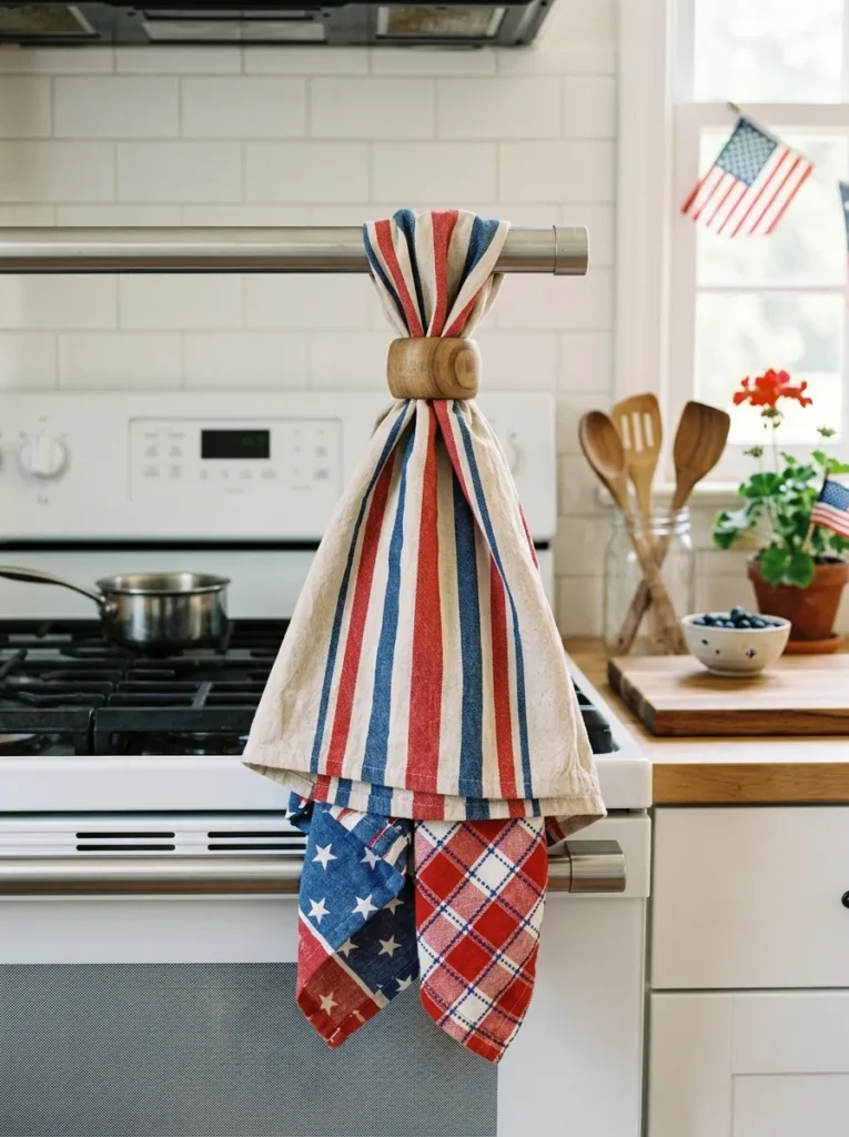 4th of July tea towel display – charming and functional