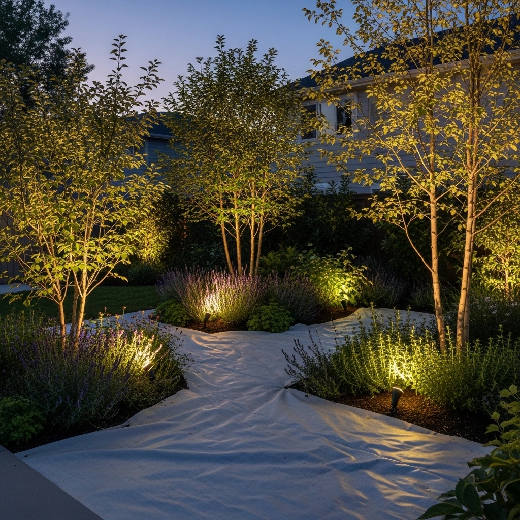 Ambient garden lighting with ground spots – elegant spring garden lighting ideas