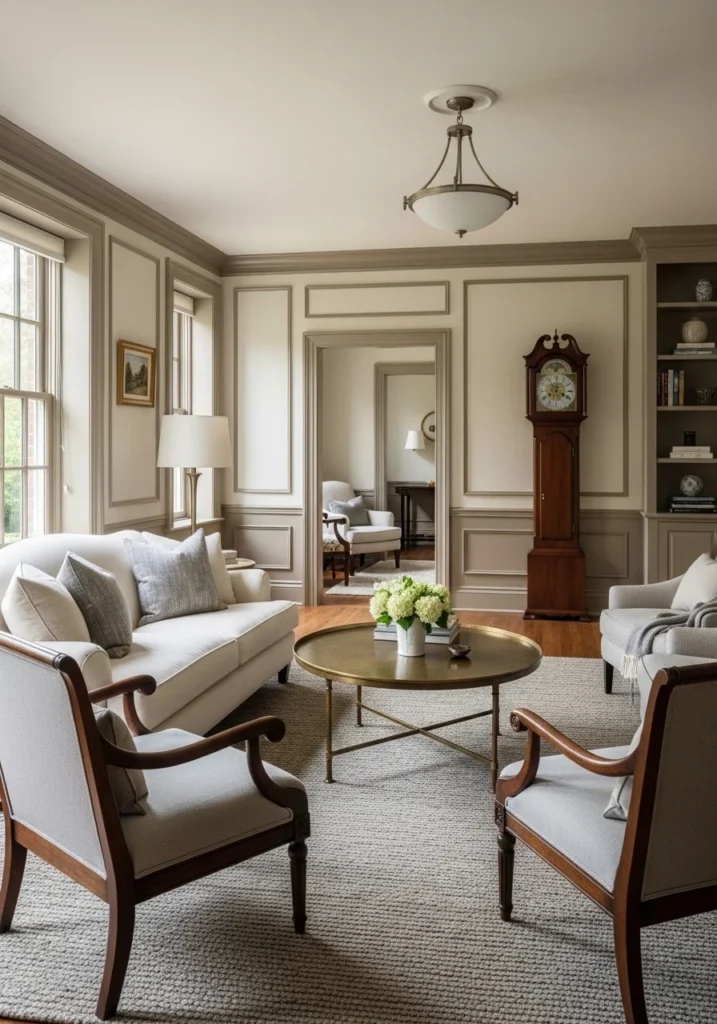 Architectural details in quiet luxury home – timeless elegance