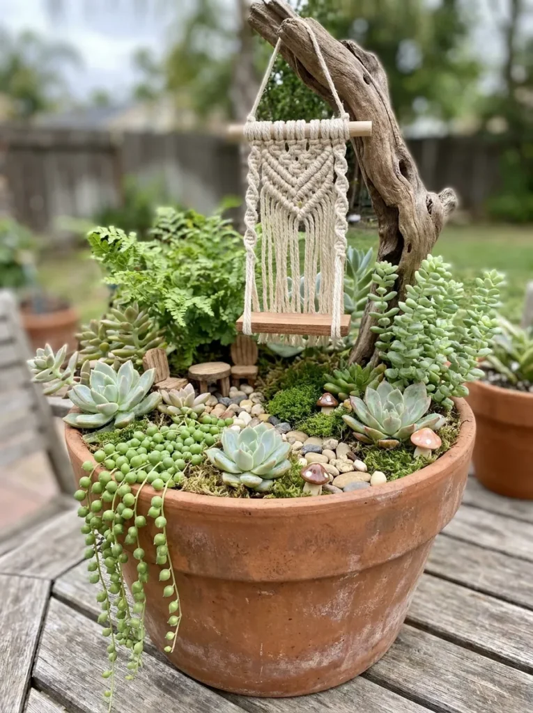 Boho fairy garden – free-spirited and natural DIY idea