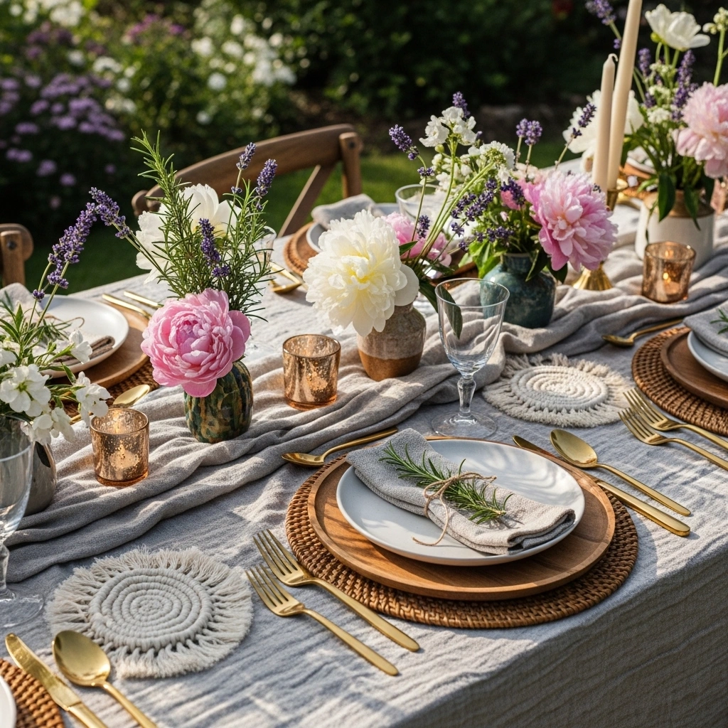 Wildflower centerpieces – simple boho garden party decoration ideas