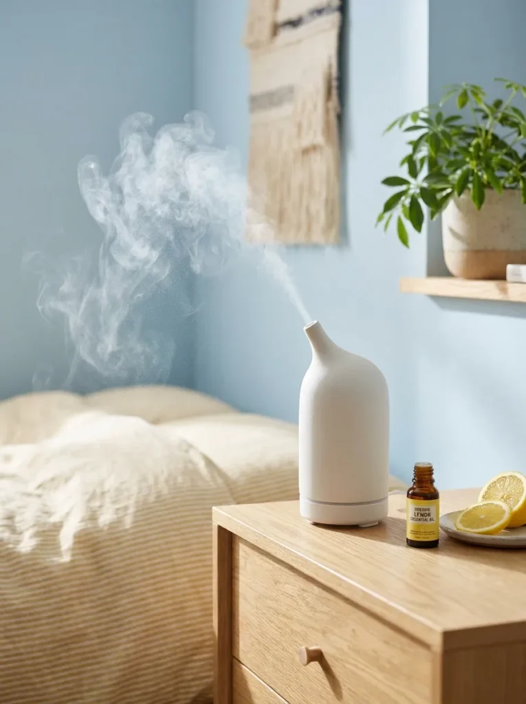 Essential oil diffuser with refreshing summer mist.