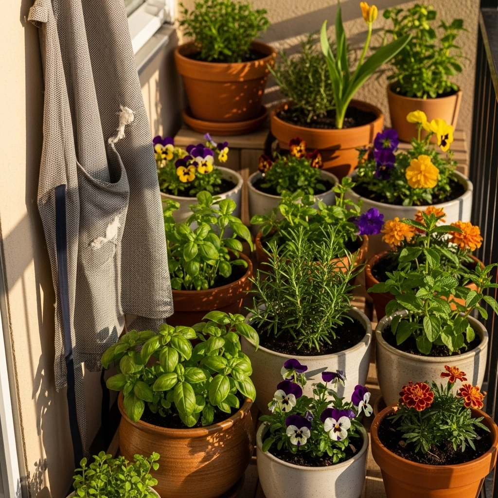 Container gardening small balcony in spring – easy spring balcony garden ideas