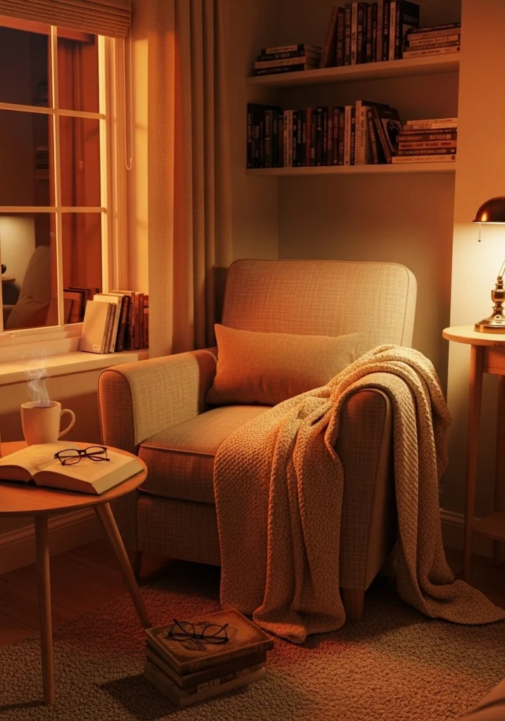 Cozy reading nook in cocooning bedroom – personal escape idea
