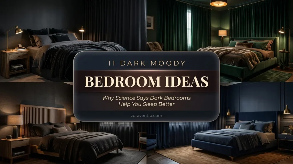 Dark moody bedroom ideas with deep tones, moody lighting and rich textures for a dramatic yet calming sleep sanctuary