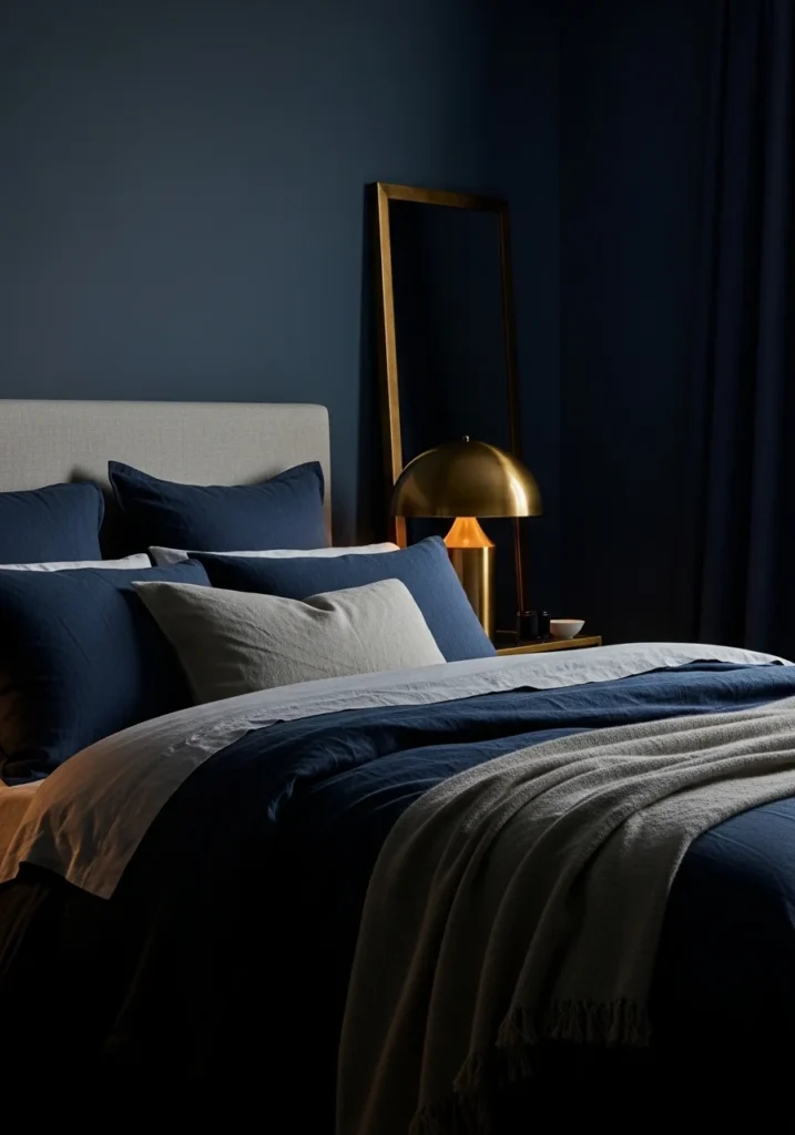 Dark navy bedroom ideas – sophisticated moody aesthetic