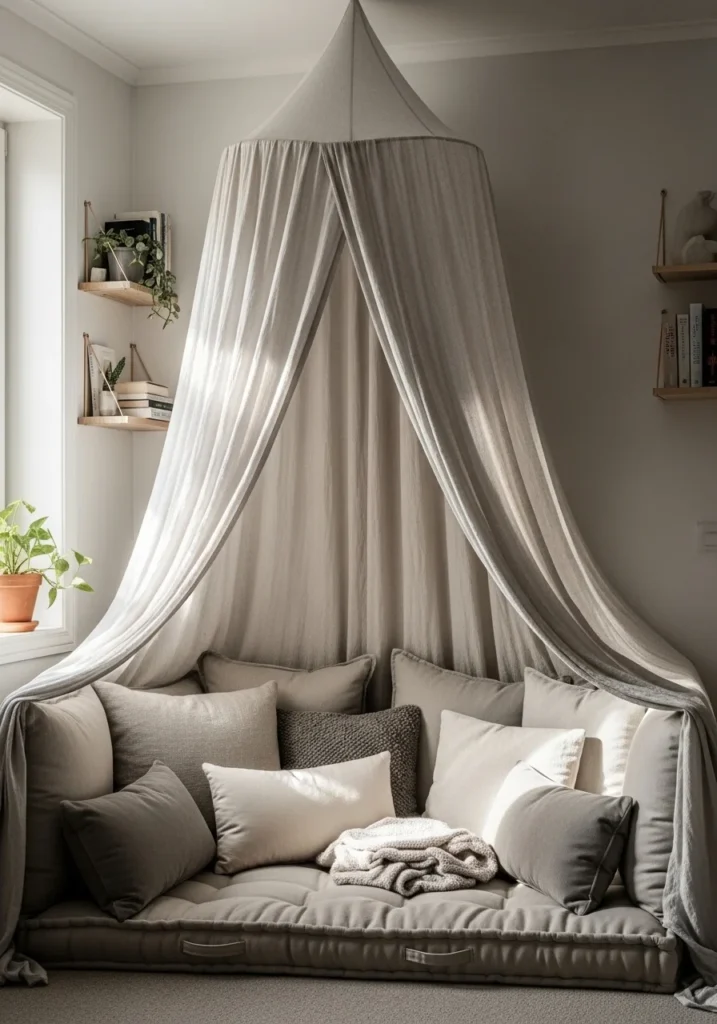 DIY canopy reading nook – magical and renter-friendly