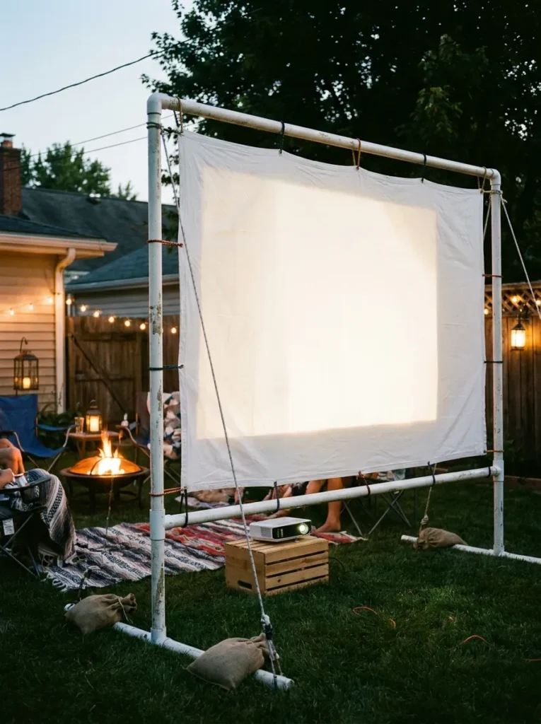 DIY PVC pipe outdoor movie screen – easy and effective