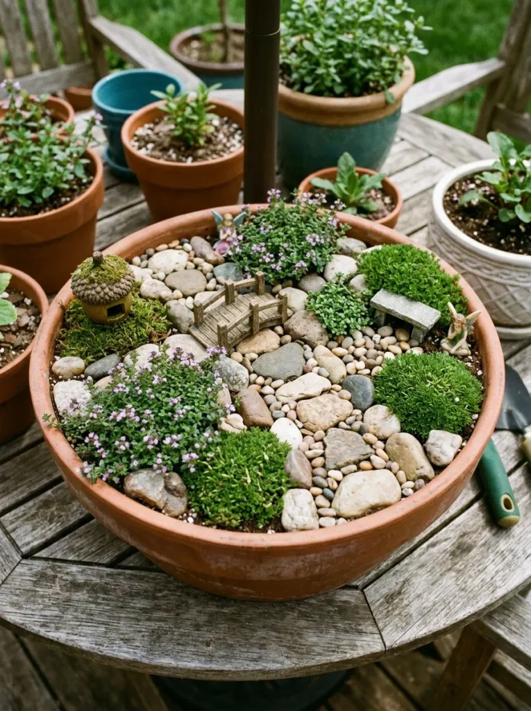 Stone path in fairy garden – whimsical miniature walkway