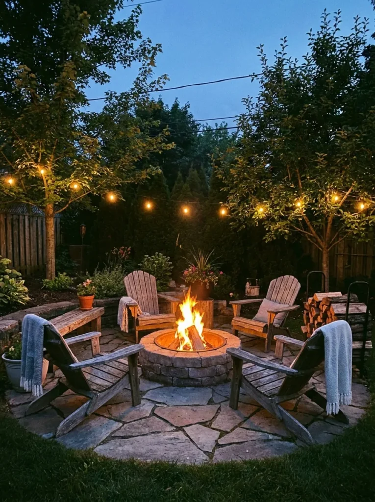 Fire pit with Adirondack chairs – comfortable seating area