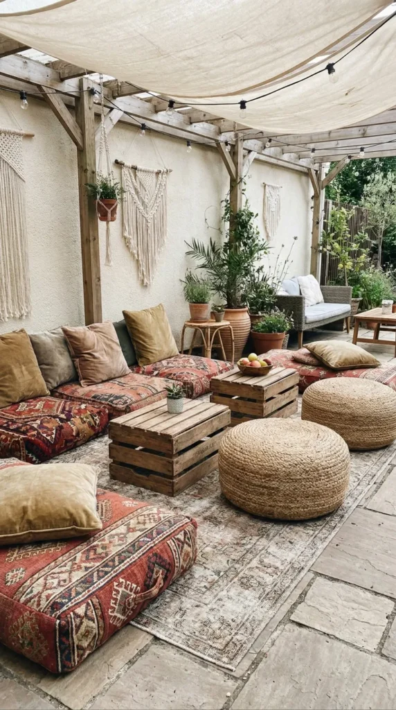 Floor cushions for bohemian patio furniture – relaxed renter style