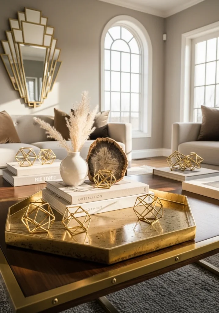 Gold geometric accents – modern neo deco home decor ideas