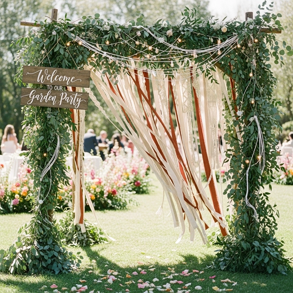Greenery entrance arch – impressive boho garden party decoration ideas