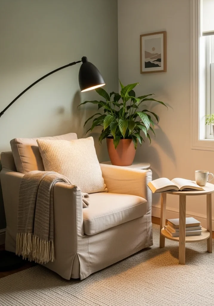 Living room reading corner – dedicated cozy spot