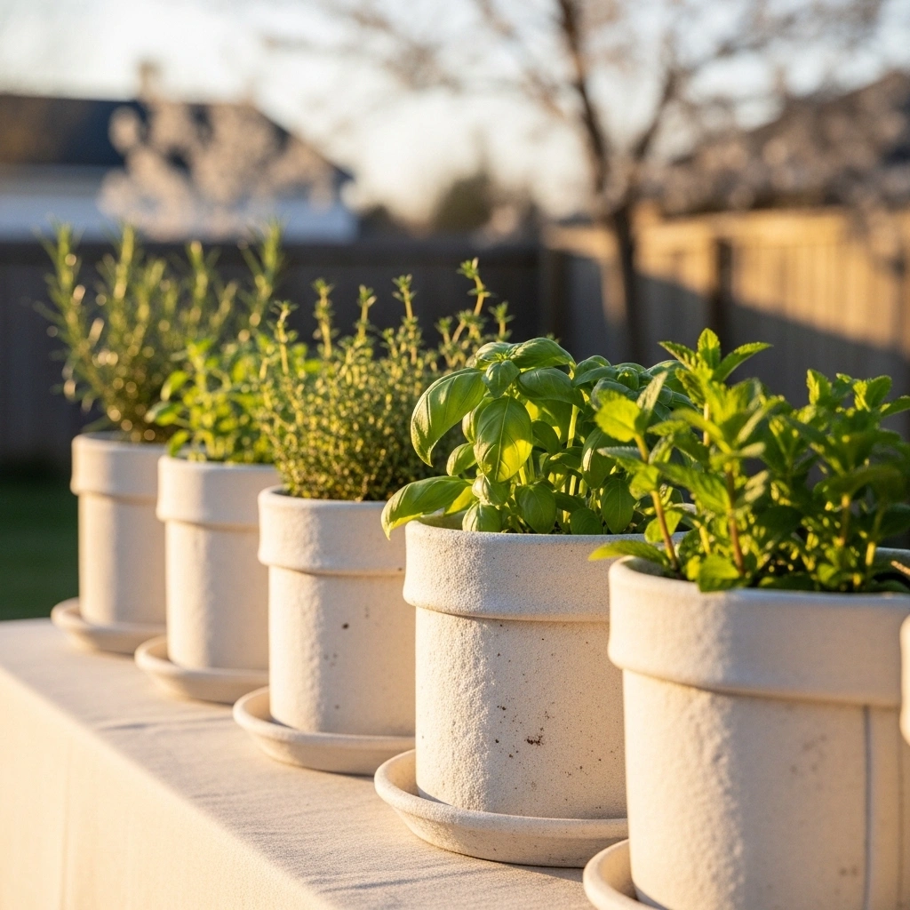 Minimalist container herb garden backyard – simple small backyard herb garden ideas