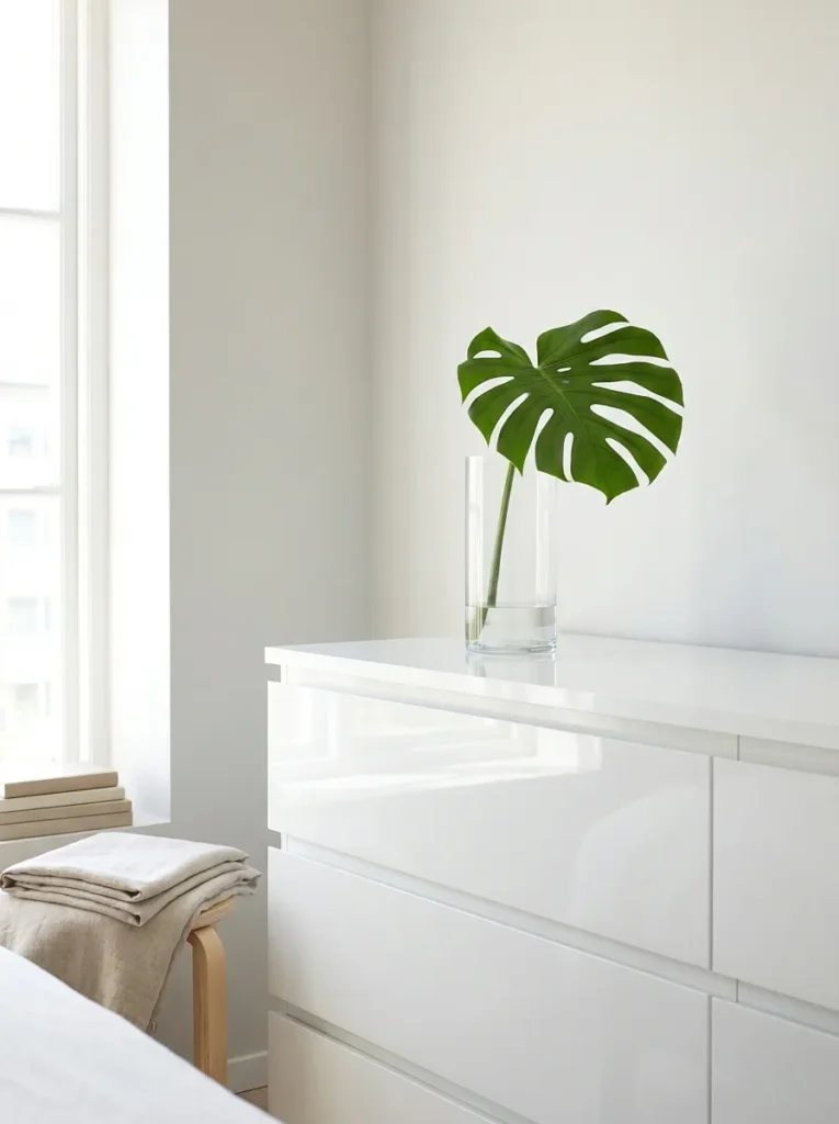 Minimalist bedroom dresser styling for a summer refresh.