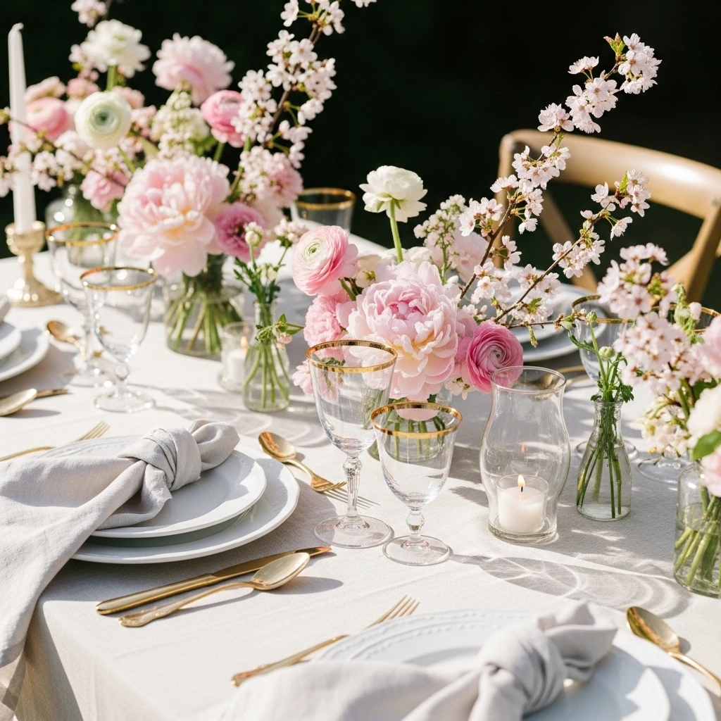 Pastel bloom-inspired spring wedding table – soft and elegant decor