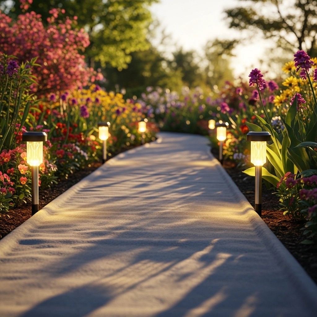 Pathway lighting spring garden – safe budget outdoor lighting ideas