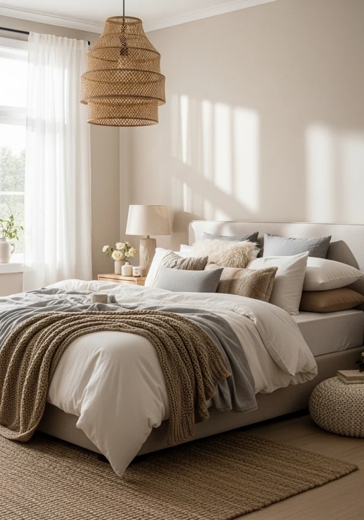 Peaceful bedroom with minimal clutter – calm cocooning idea