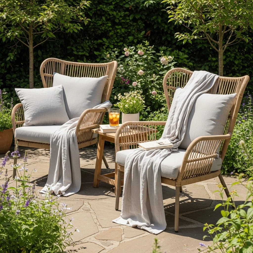 Rattan lounge chairs for boho outdoor seating – fresh spring look