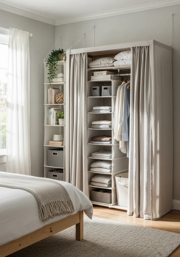 Renter-friendly bedroom storage – removable and stylish