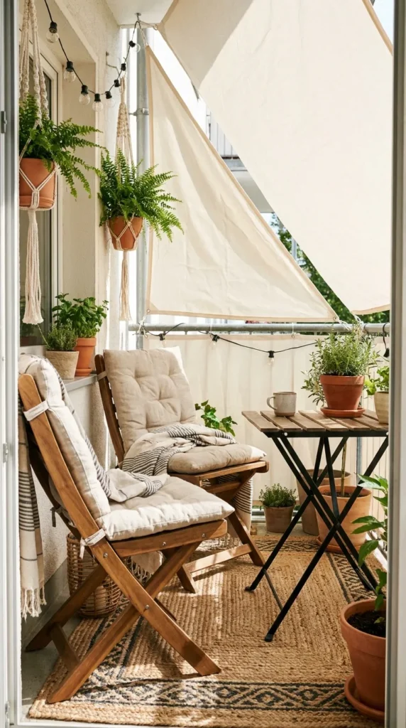 Foldable furniture for small apartment patio – space-saving boho style