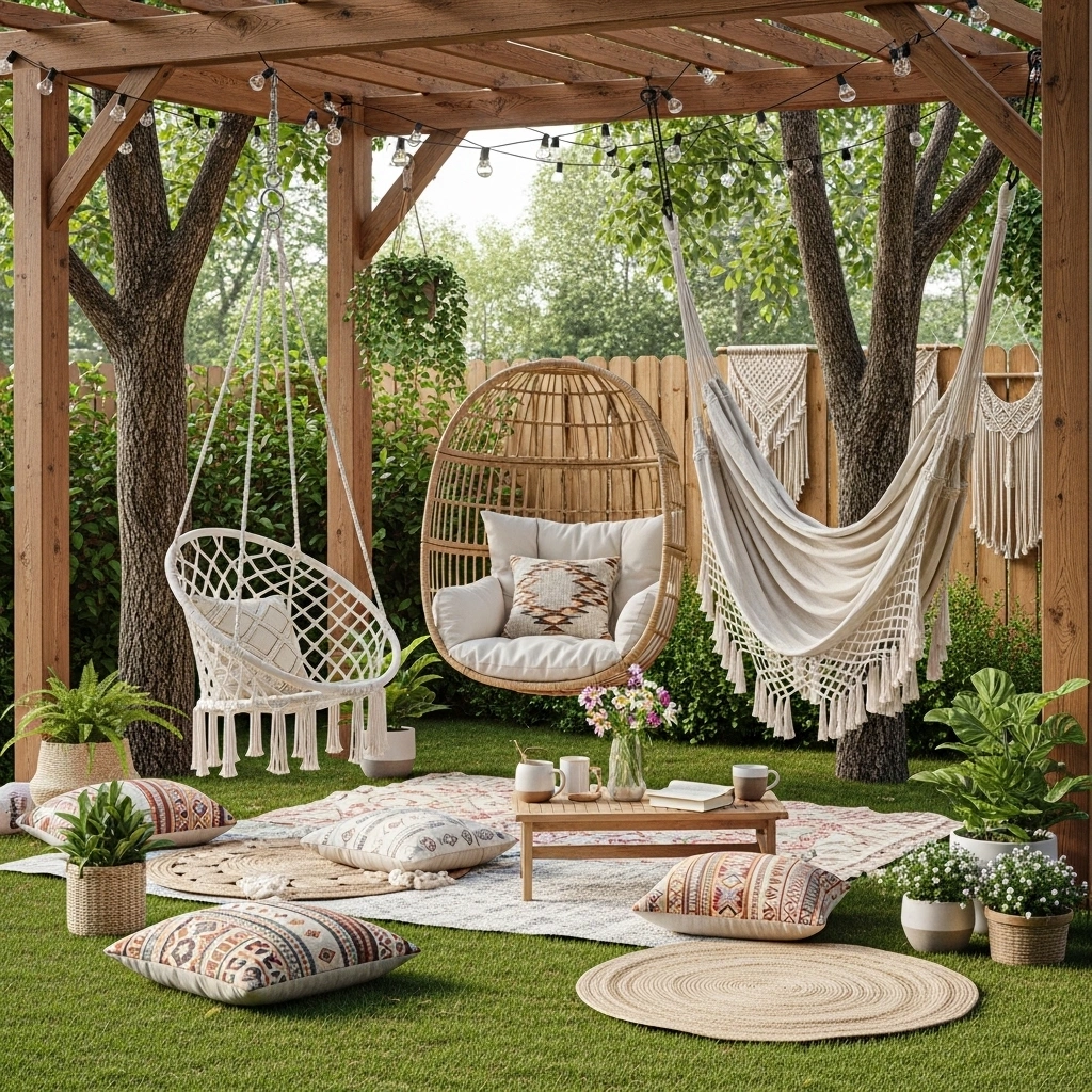 Hanging chairs for small backyard boho seating – smart spring solution