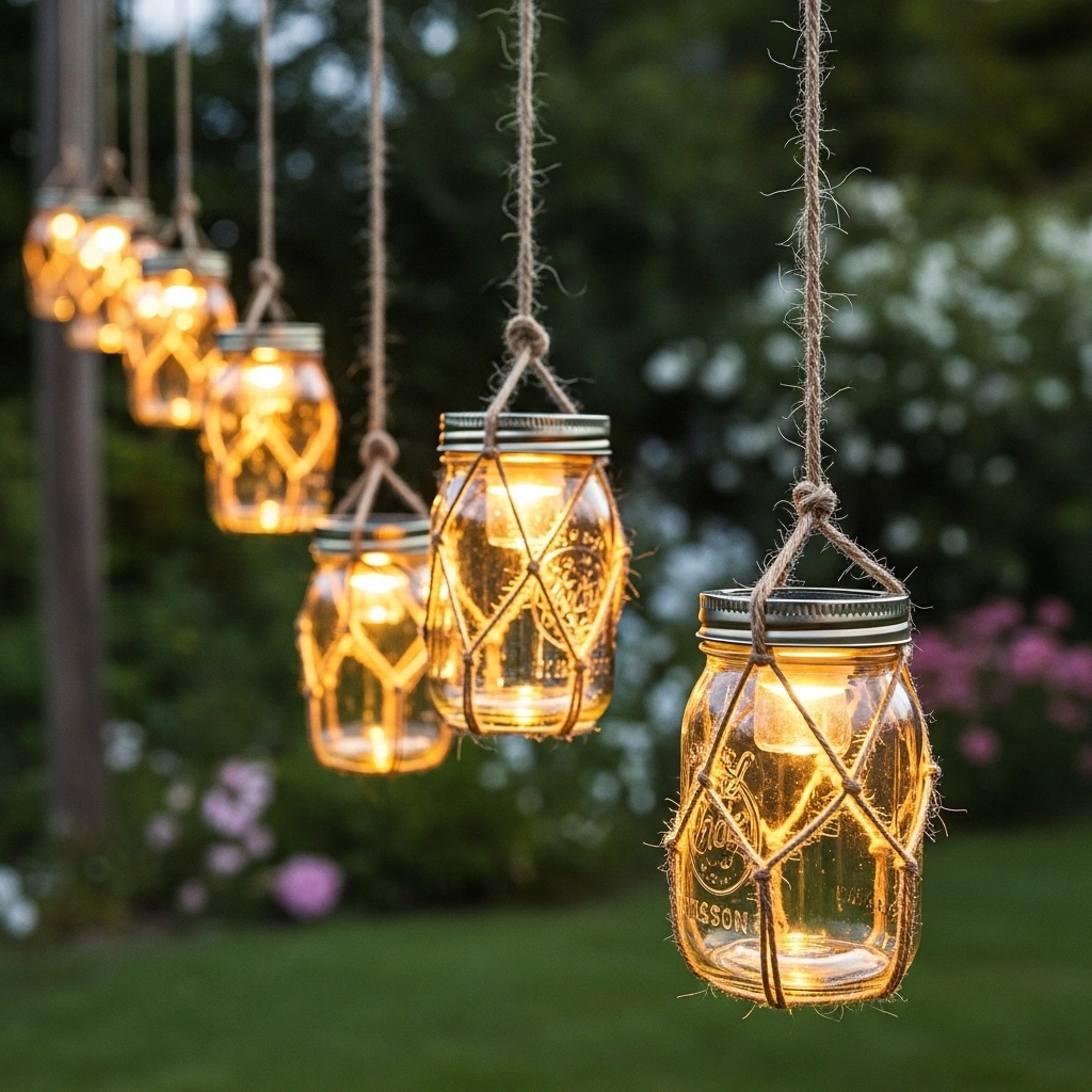 Solar-powered mason jar lanterns – easy eco-friendly garden decor ideas