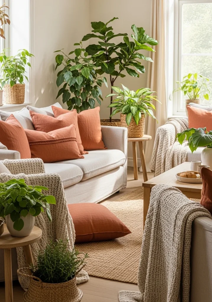 Terracotta and sage green decor – balanced earthy palette