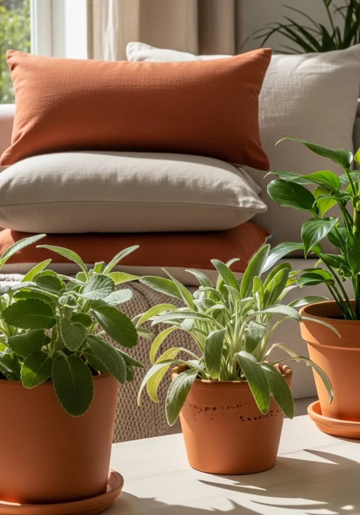 Terracotta planters – warm indoor garden decor