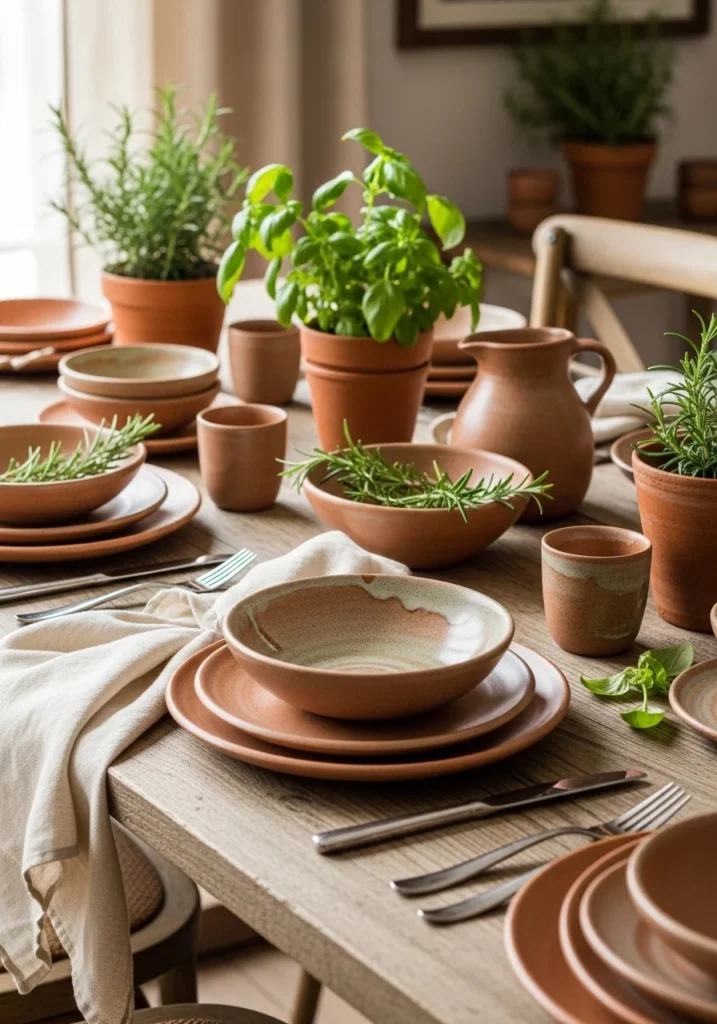 Terracotta tableware – warm kitchen and dining decor