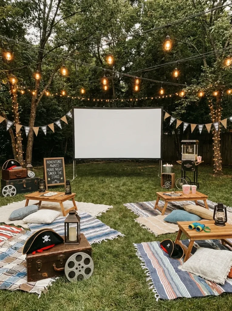 Themed backyard movie night – fun props and costumes