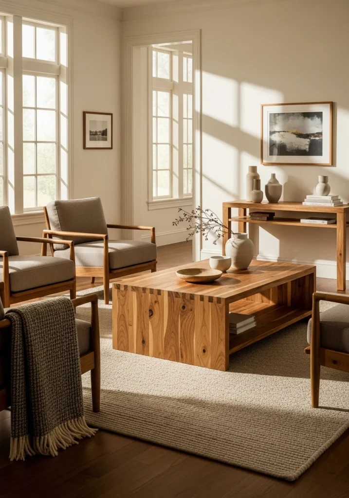 Timeless wood tones in quiet luxury decor – classic and warm