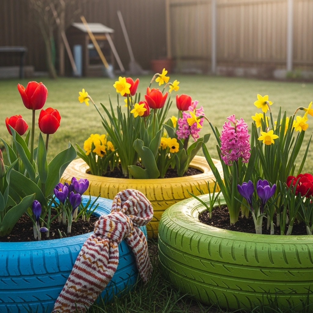 Upcycled tire planters – creative eco-friendly garden decor ideas