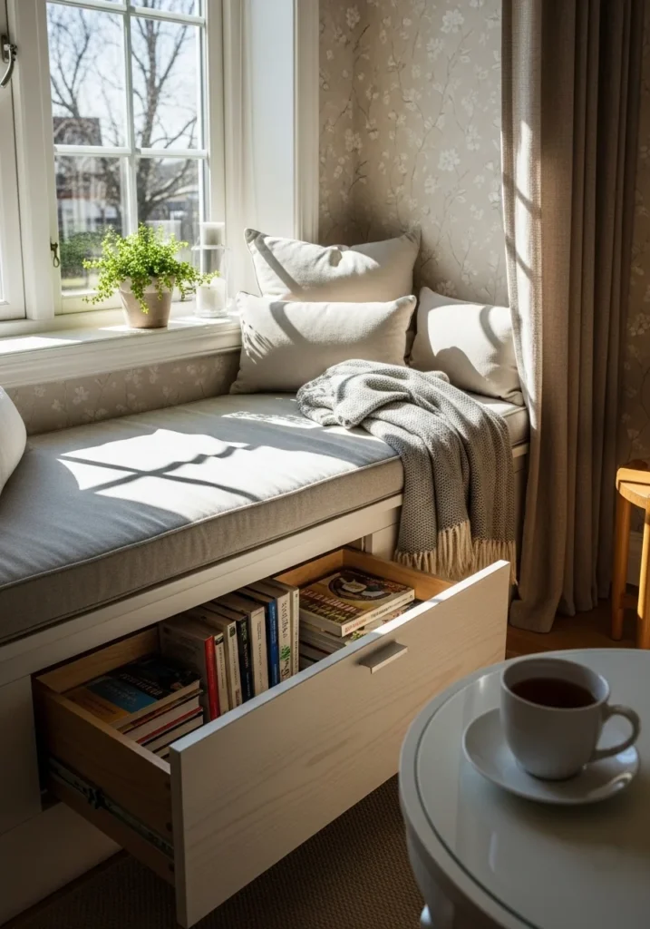 Window seat with storage – smart reading nook for small spaces