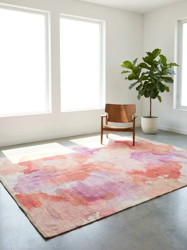 Abstract pink rug – modern art for the floor