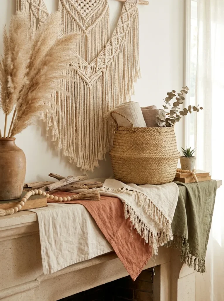 Boho summer mantel – textured and free-spirited budget decor