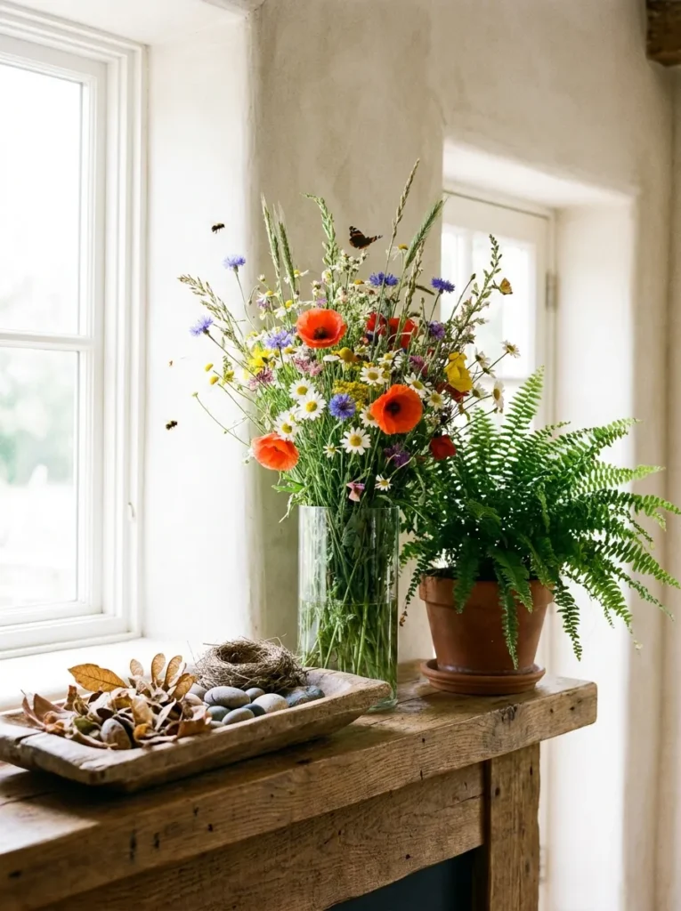 Botanical summer mantel – fresh garden-inspired decor