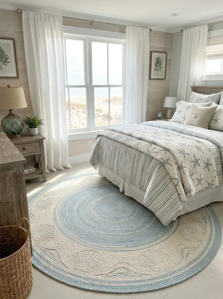 Cute rugs for beach theme bedrooms – relaxed coastal style