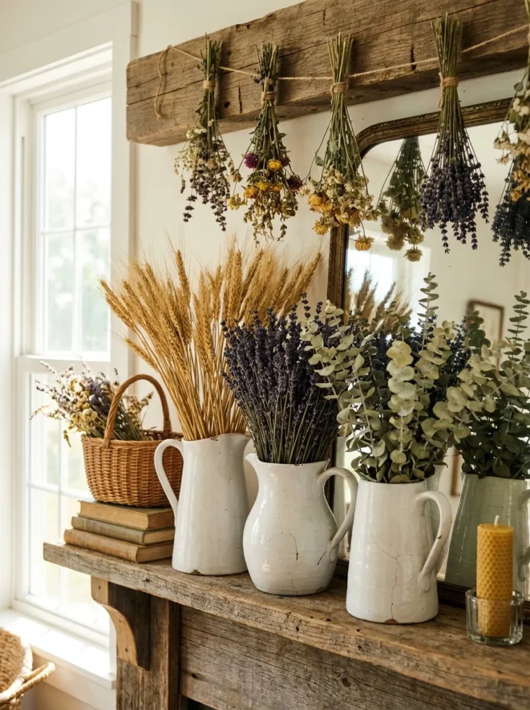Dried botanicals for summer mantel – long-lasting and beautiful