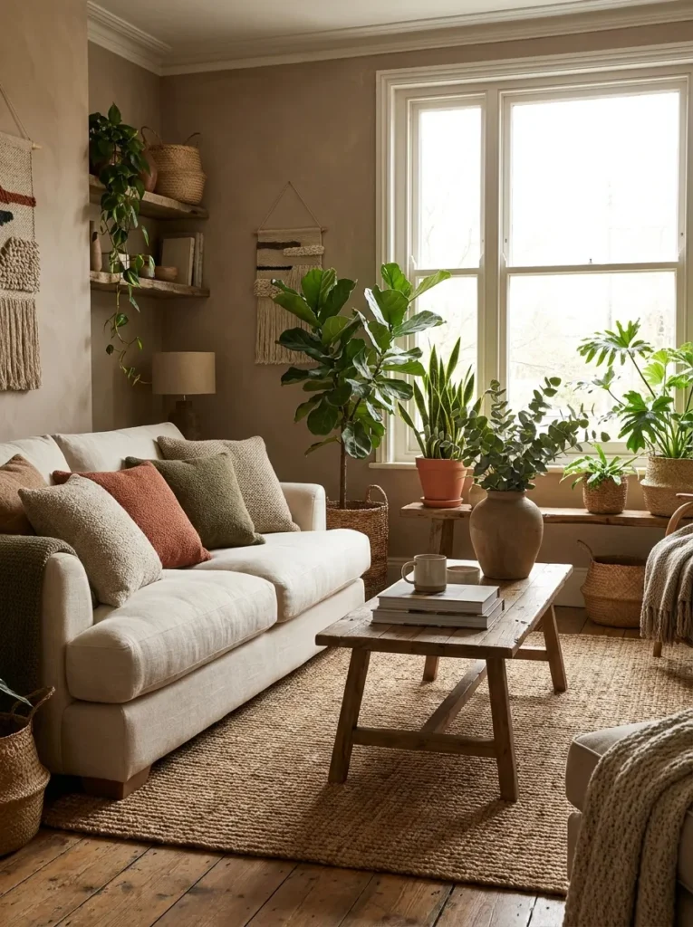 Earthy toned rustic farmhouse decor – warm and modern 2026 style