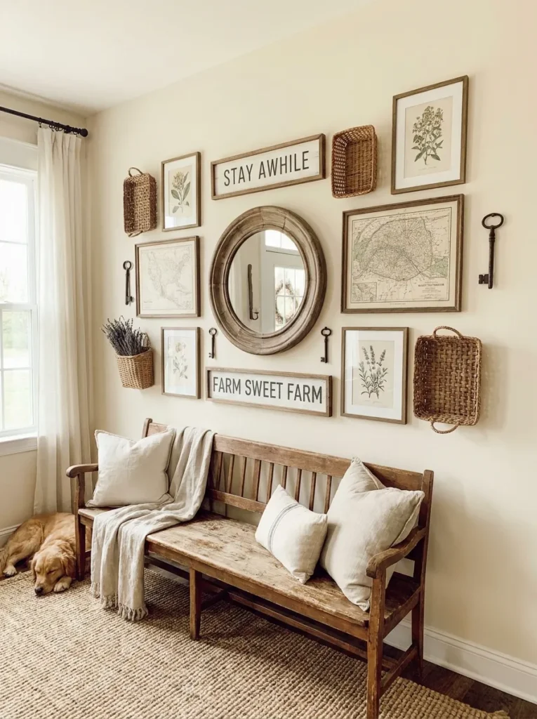 Gallery wall for farmhouse aesthetic – personal and charming
