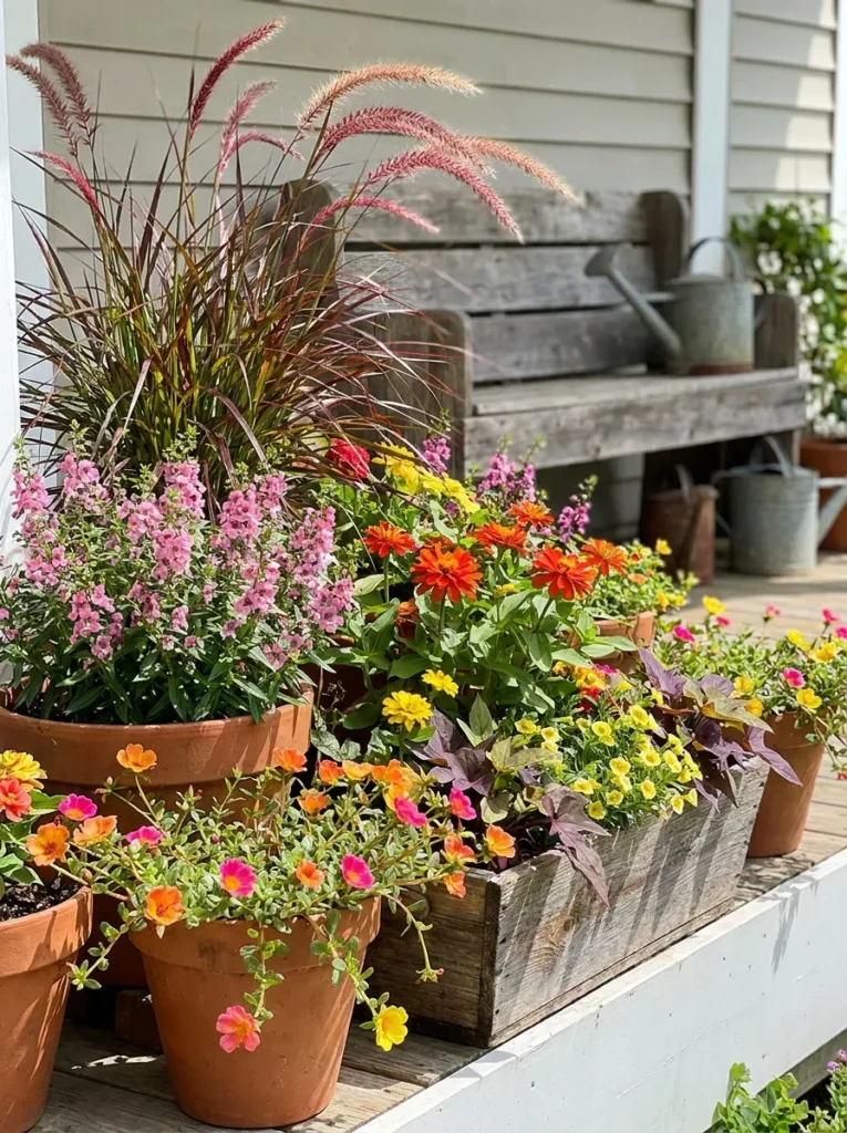 Full sun container garden combinations – heat-loving porch plants