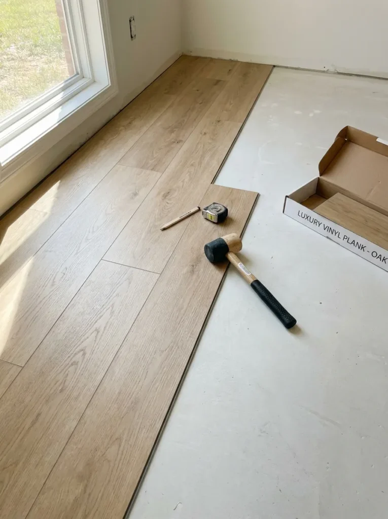 Installing light oak luxury vinyl plank flooring over subfloor