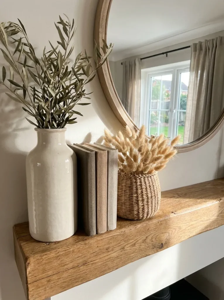 Neutral summer mantel – timeless and easy budget decor