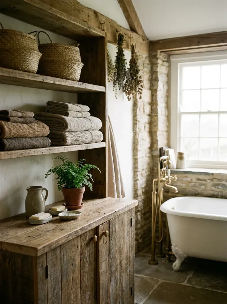 Rustic farmhouse bathroom decor – natural and soothing