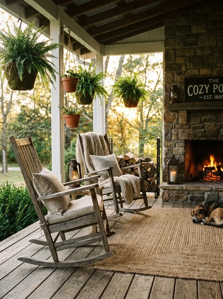 Rustic farmhouse porch decor – seamless indoor-outdoor style
