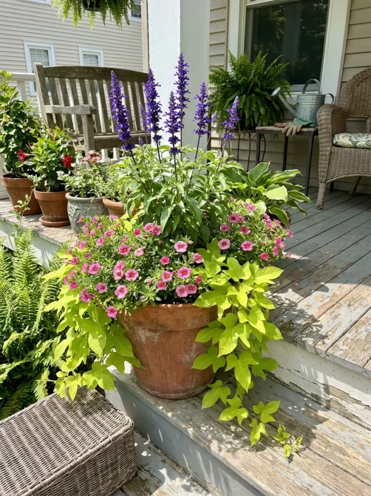Tall medium trailing formula for front porch container garden – professional styling