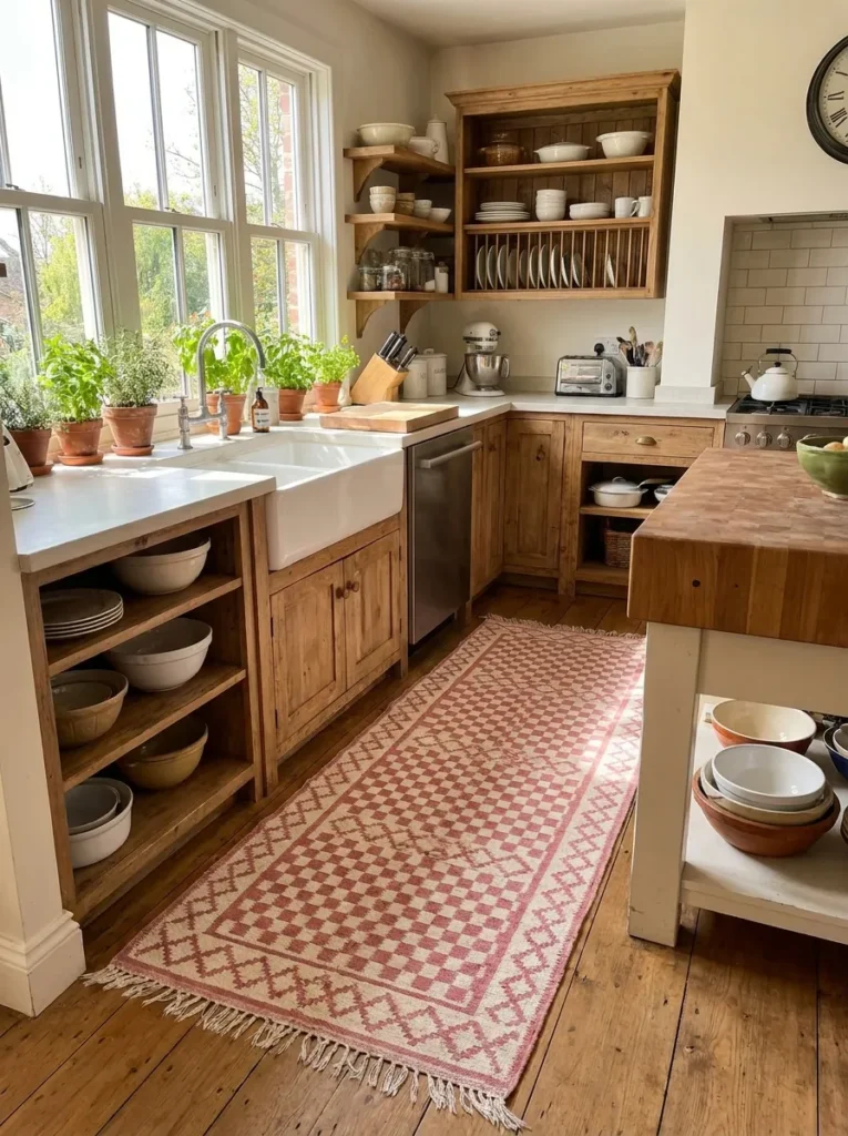 Washable pink kitchen runner – functional and trendy