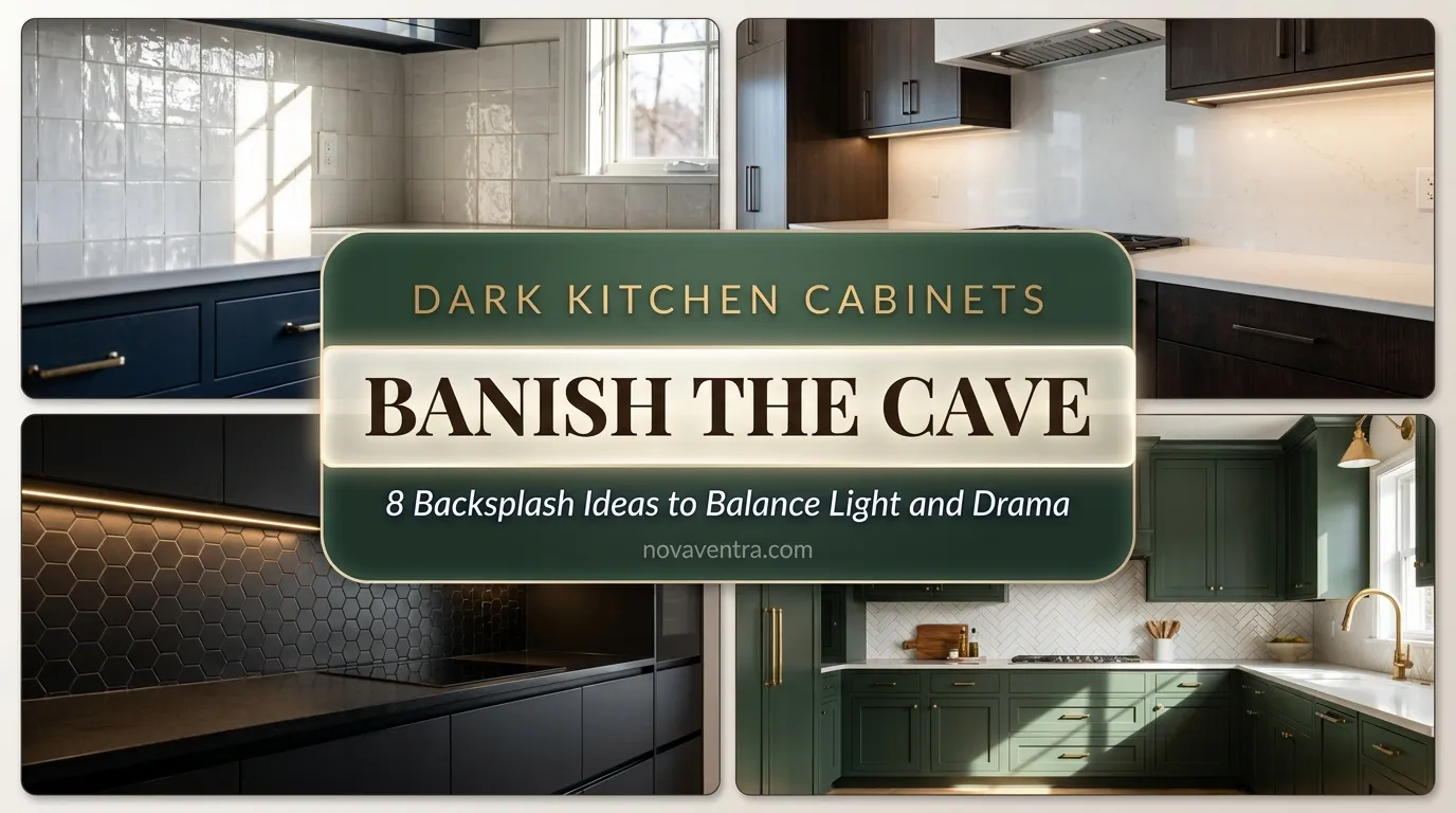 Backsplash ideas for dark cabinet kitchen featuring white subway tile, Zellige tile, seamless quartz, and tone on tone moody styling.